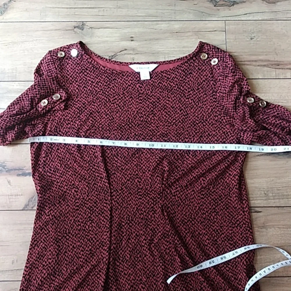 NWOT Liz Claiborne Dark Orange With Black Prints 3/4 Sleeves Tunic Top. Size S - Picture 16 of 17